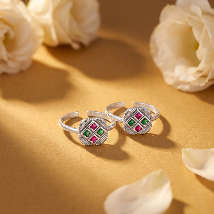 Geometric Four-Stone Toe Ring