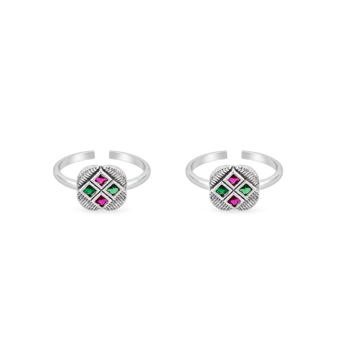 Geometric Four-Stone Toe Ring