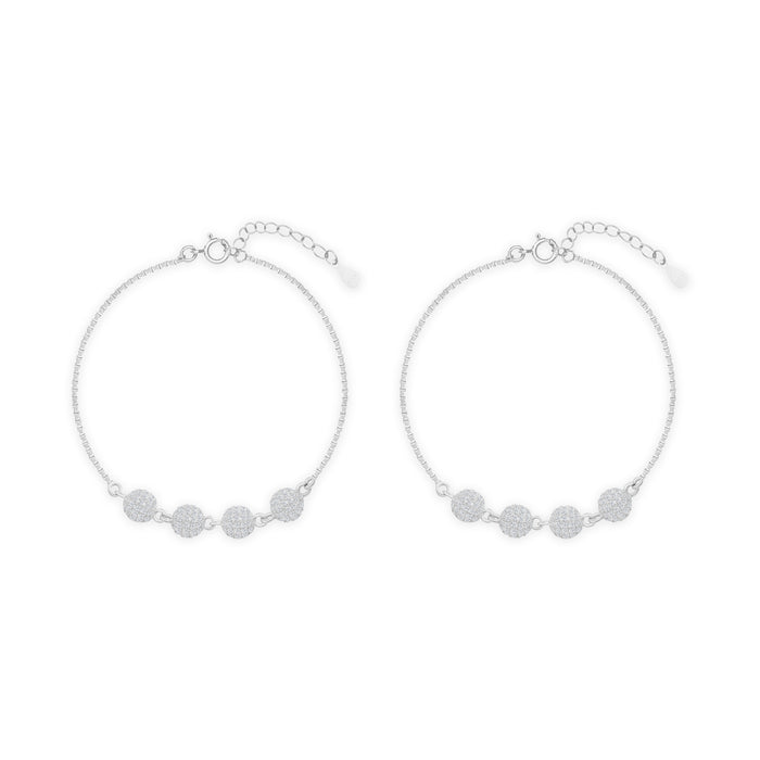 Glint Bead Silver Anklet