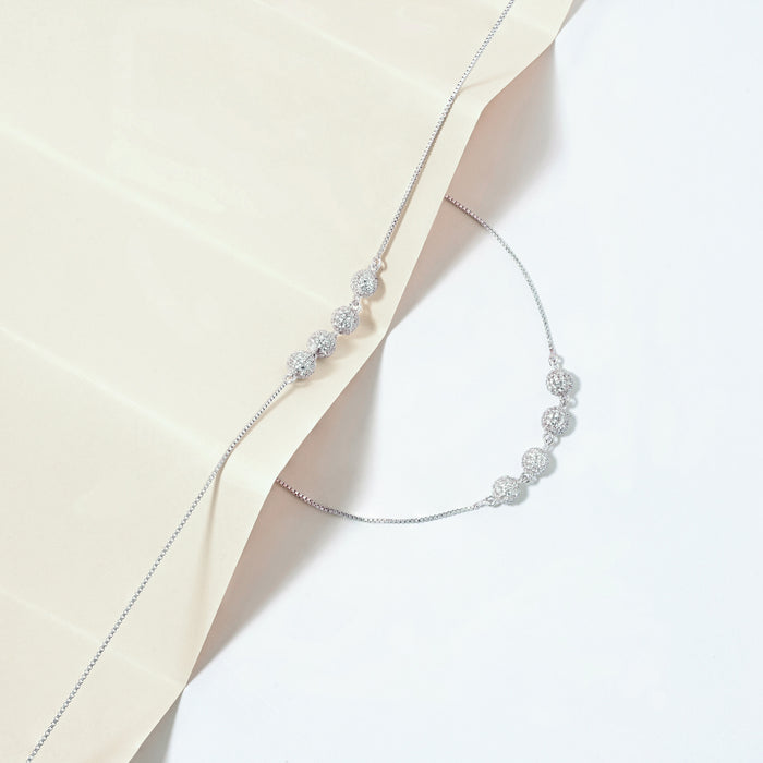 Glint Bead Silver Anklet