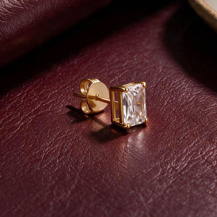 Gold Baguette Solitaire Stud