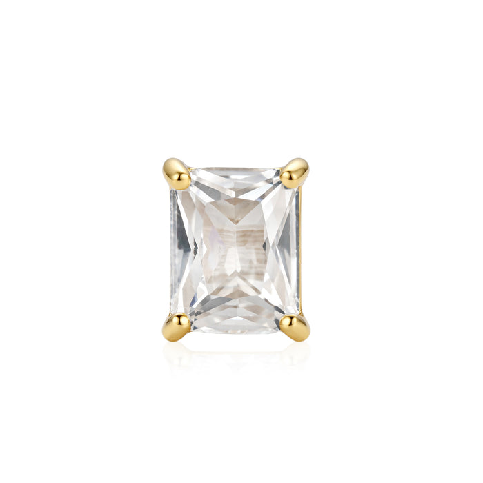 Gold Baguette Solitaire Stud