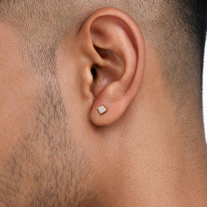 Gold Baguette Solitaire Stud