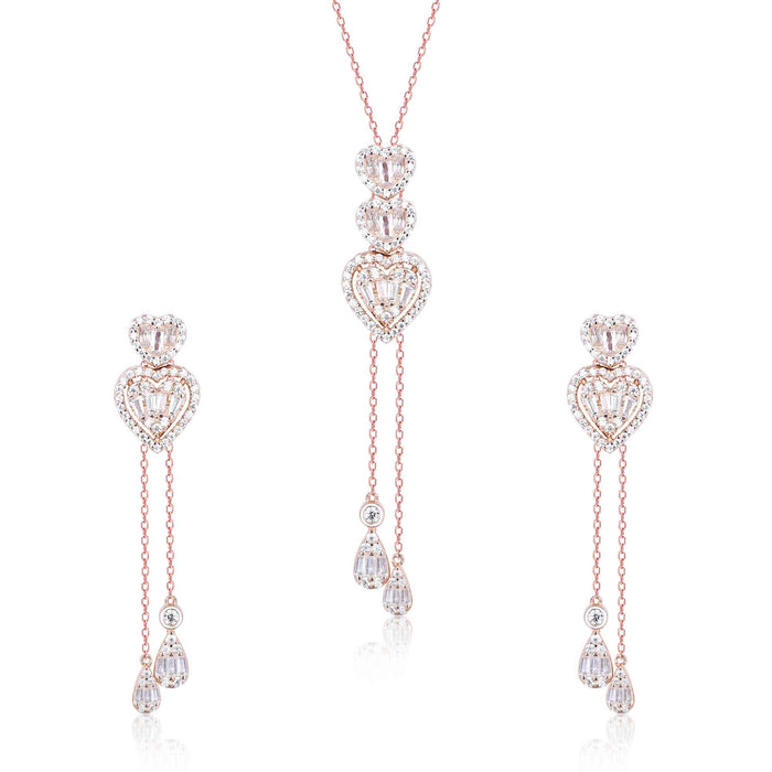 Graceful Heartstrings Silver Necklace Set