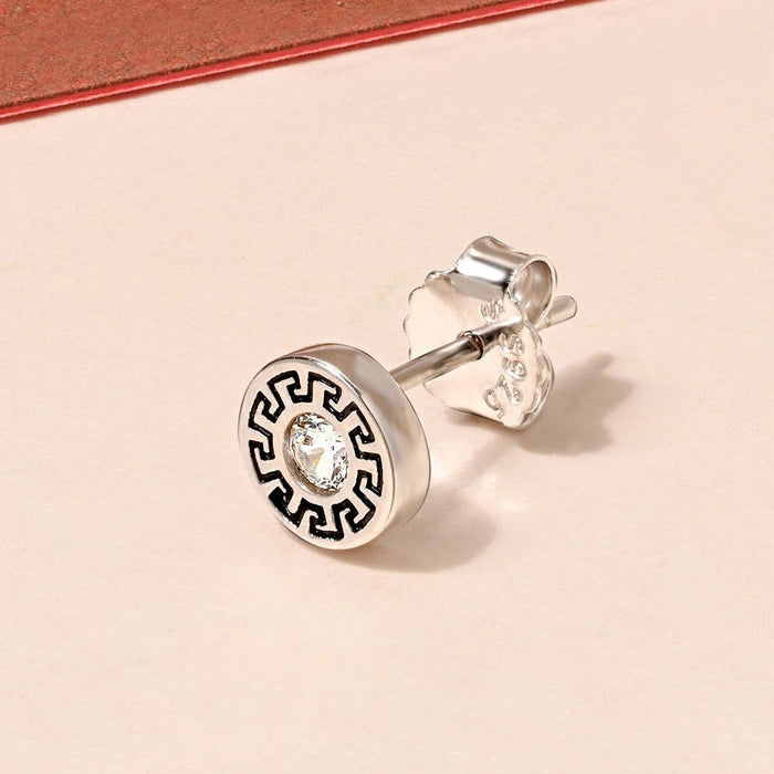 Greek Key Silver Studs