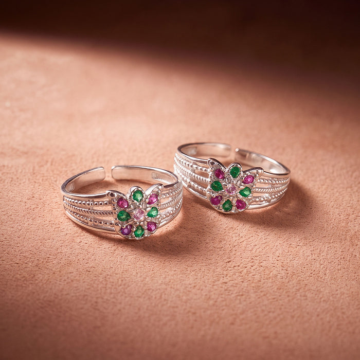 Green Ruby Multi Toe Ring