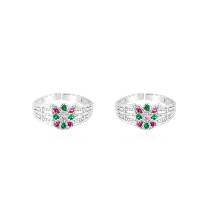 Green Ruby Multi Toe Ring