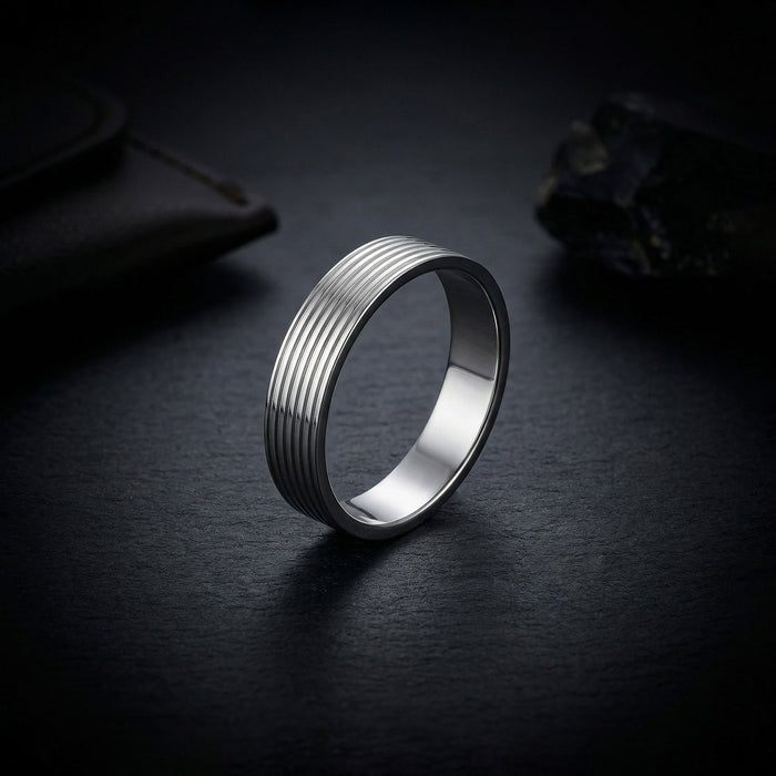 Grooved Silver Ring