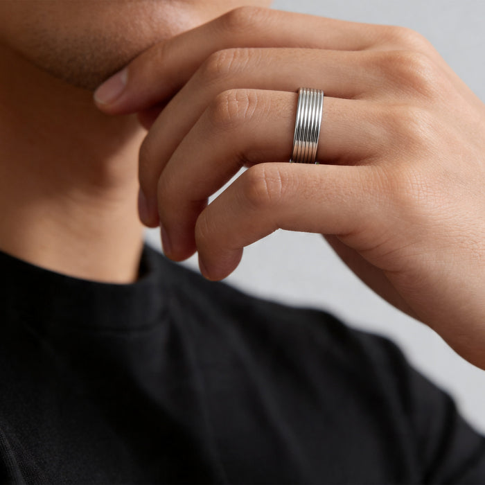 Grooved Silver Ring