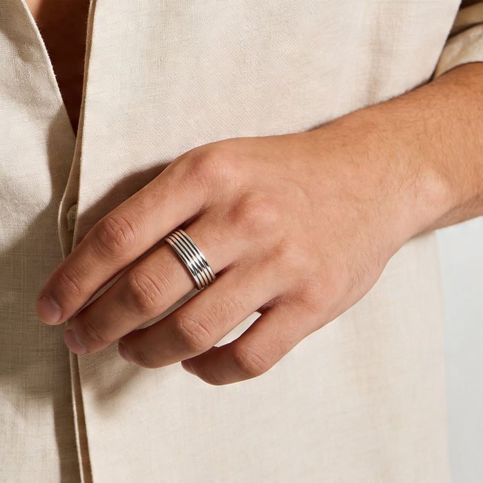 Grooved Silver Ring