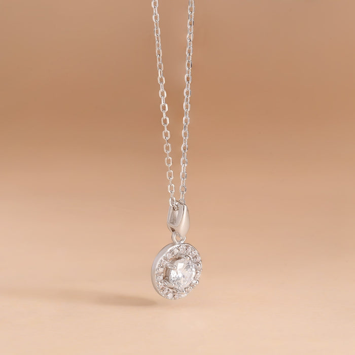 Halo Solitaire Studded Necklace