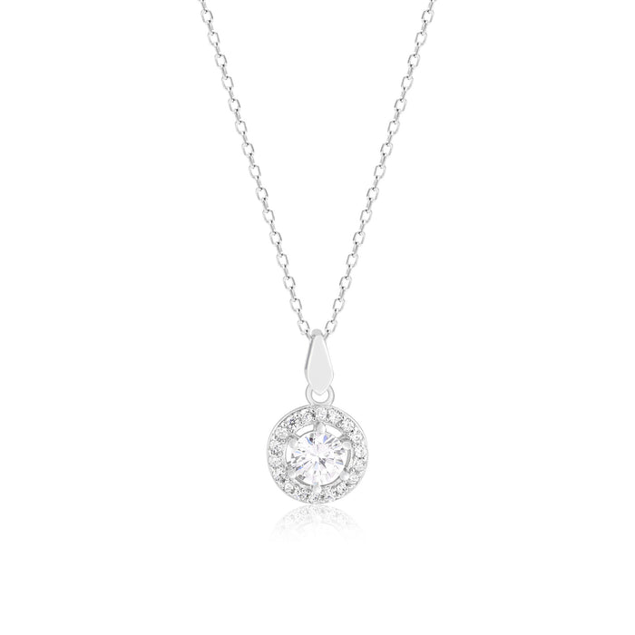 Halo Solitaire Studded Necklace