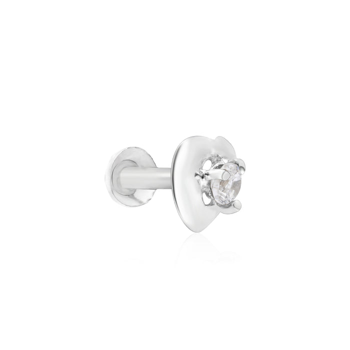 Heart-Bezel Sparkle Silver Nose Pin
