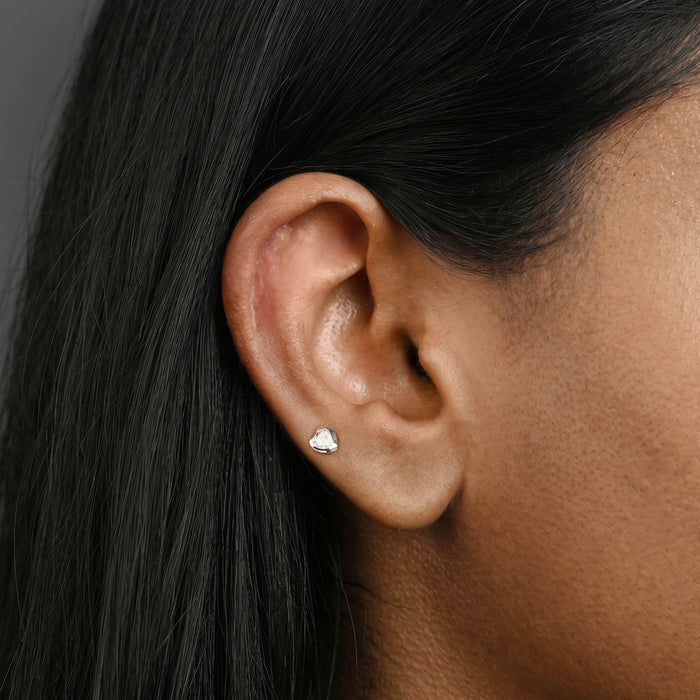 Heart Cut Solitaire Silver Stud Earring