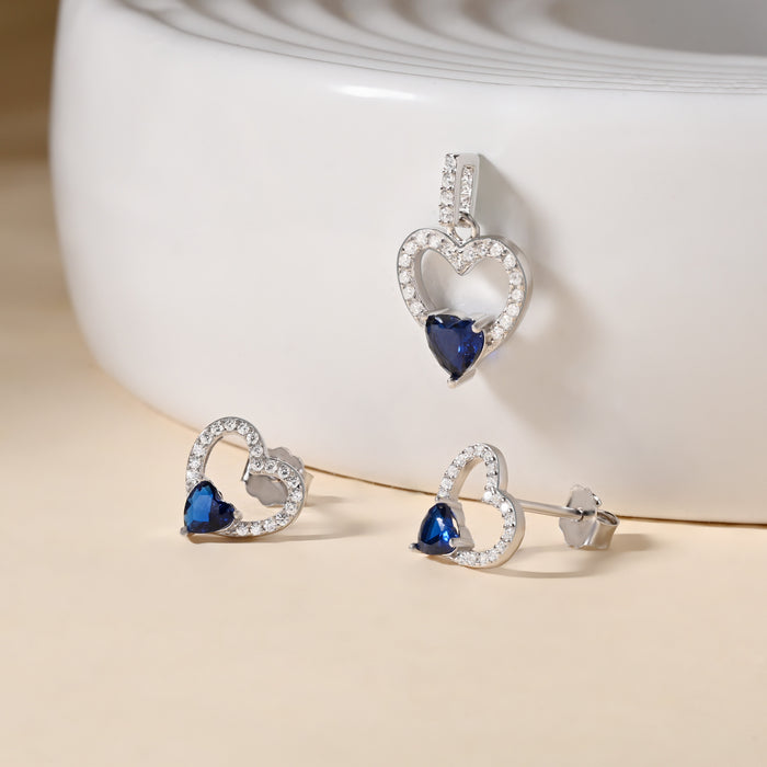 Heart CZ Pendant Set