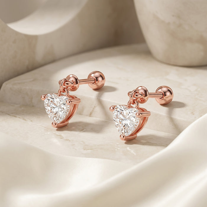 Heart Shaped Drop Earrings