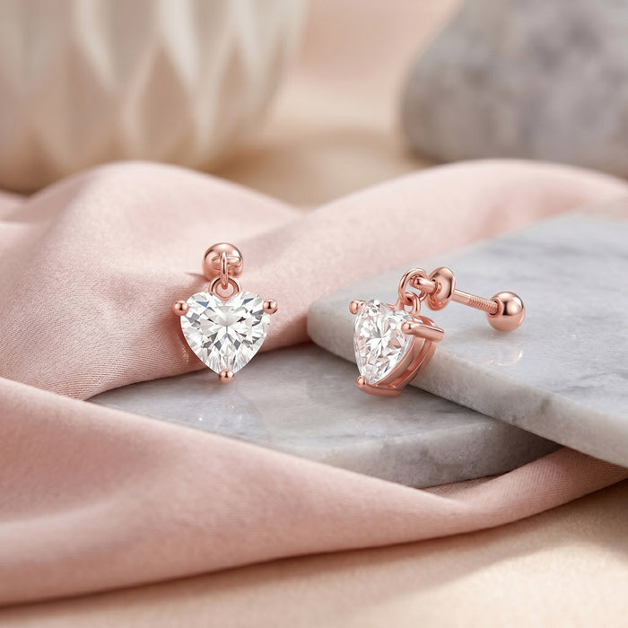 Heart Shaped Drop Earrings