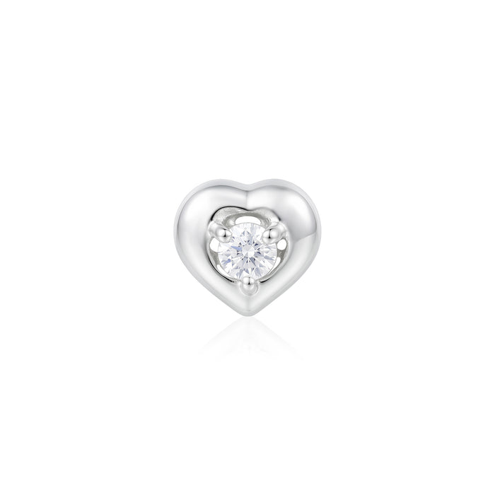 Heart Zircon Solitaire Silver Stud