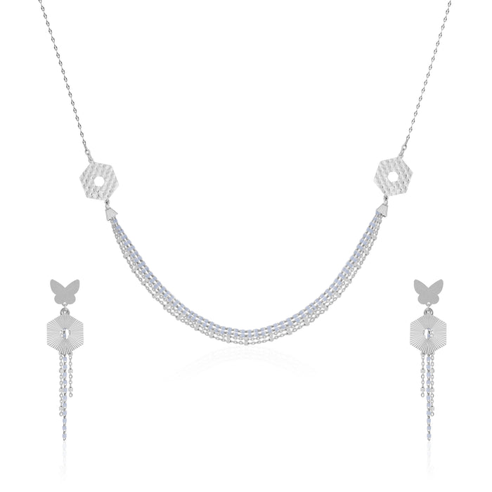 Hexa Flutter Silver Necklace Set