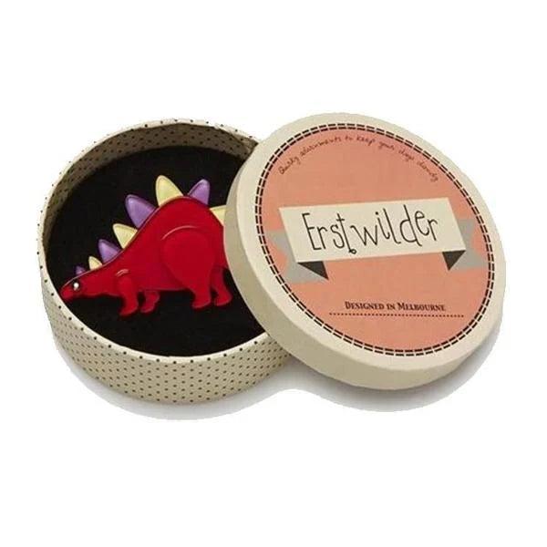 **HOLD DD** Erstwilder - Scotty The Stegosaurus Brooch (Red) - Erstwildersaurus (2016)