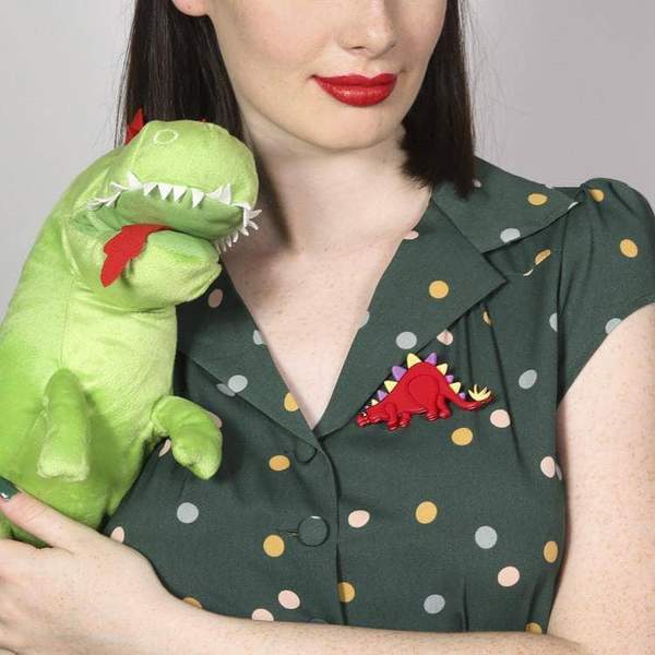 **HOLD DD** Erstwilder - Scotty The Stegosaurus Brooch (Red) - Erstwildersaurus (2016)
