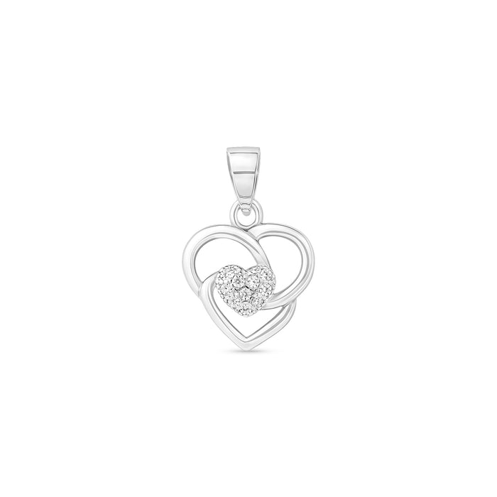 Interlocked Hearts Silver Pendant