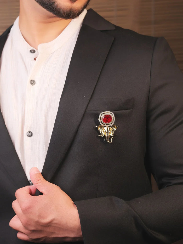 Jayvesh Ruby Ganesh Ji Brooch