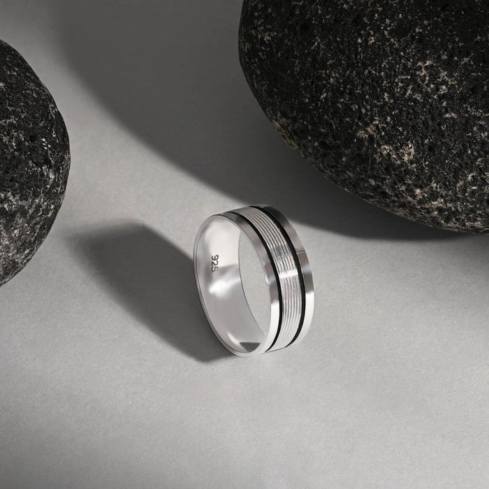 Linear Groove Silver Ring