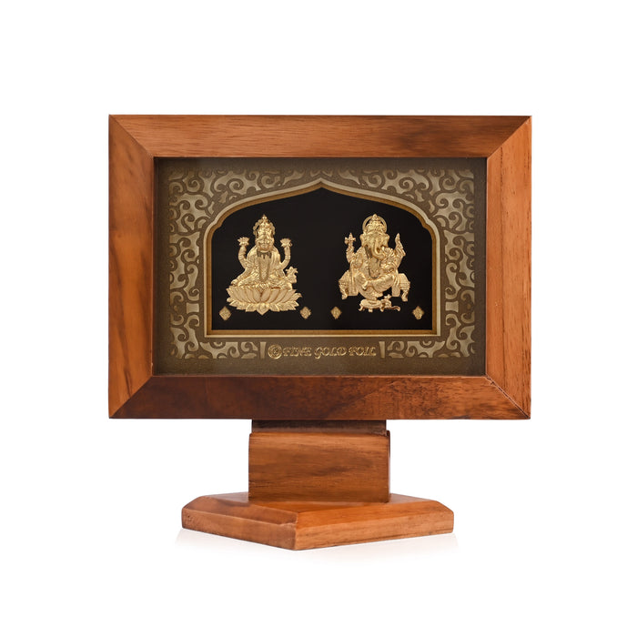 Lord Lakshmi & Ganesha 24K Gold Foil Table Frame