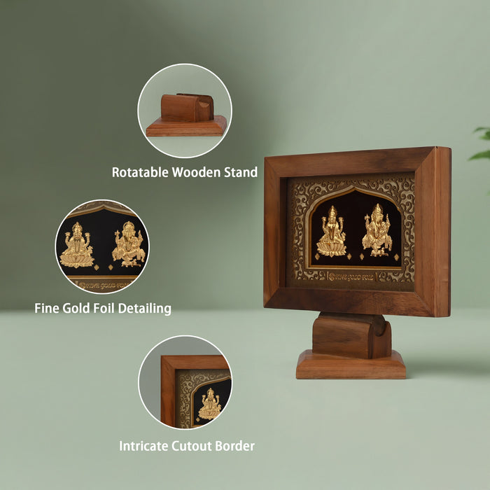 Lord Lakshmi & Ganesha 24K Gold Foil Table Frame