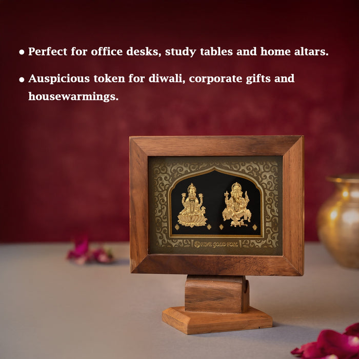Lord Lakshmi & Ganesha 24K Gold Foil Table Frame