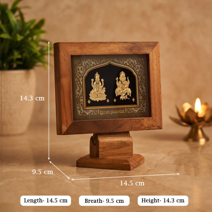 Lord Lakshmi & Ganesha 24K Gold Foil Table Frame