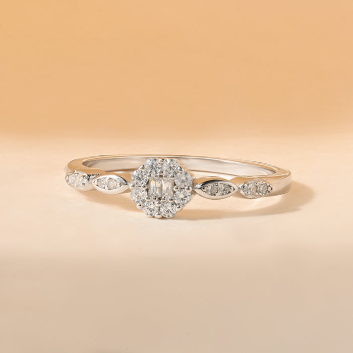 Marquise Accent Cluster Silver Ring