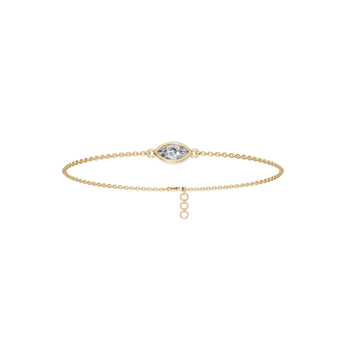 Marquise Cut Lab Grown Diamond Bezel Set Minimal Chain Bracelet