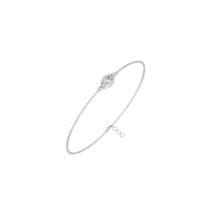 Marquise Cut Lab Grown Diamond Bezel Set Minimal Chain Bracelet