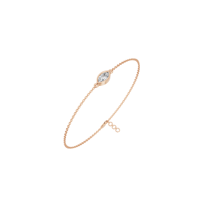 Marquise Cut Lab Grown Diamond Bezel Set Minimal Chain Bracelet