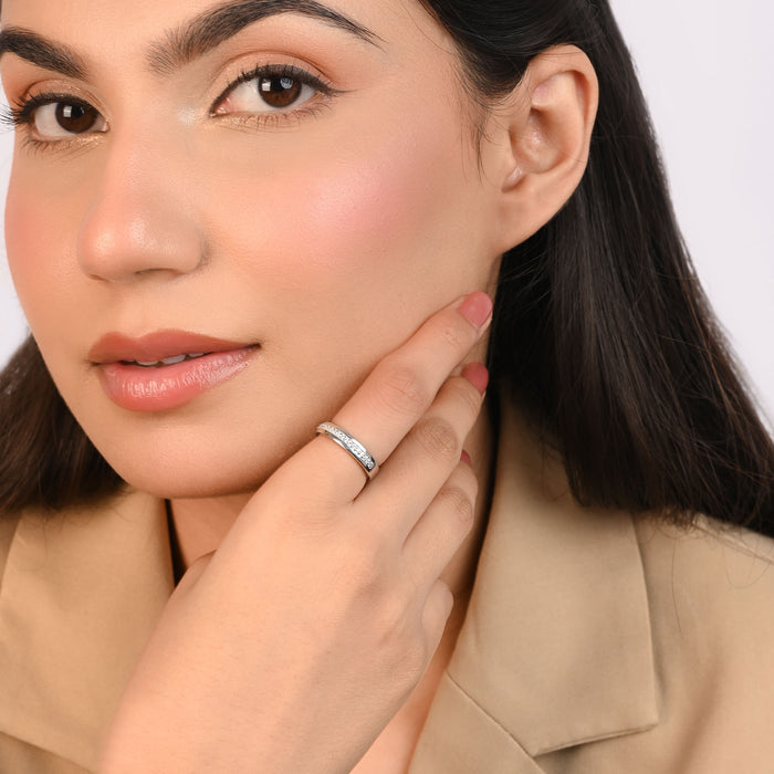 Minimal Line Silver Band Ring