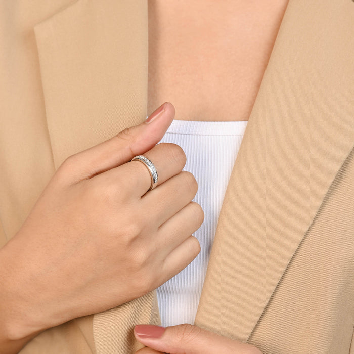 Minimal Line Silver Band Ring