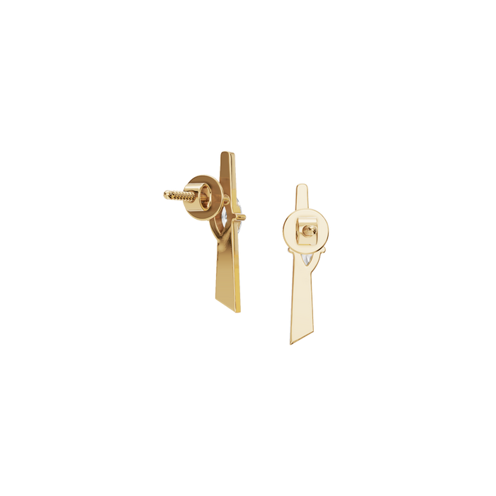 Minimalist Marquise Cut Lab Grown Diamond Bezel Set Bar Stud Earrings