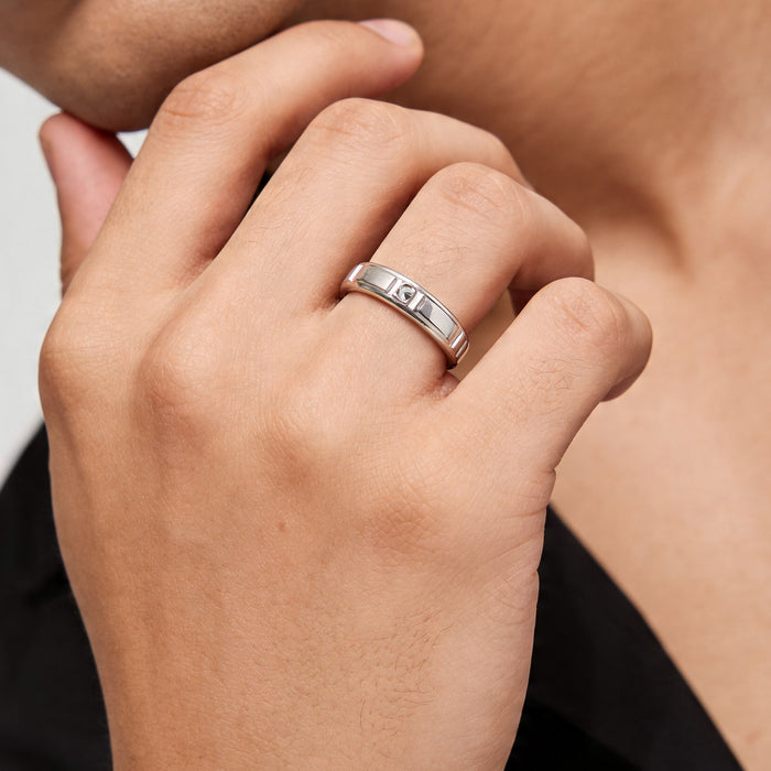 Modern Rivet Inset Ring