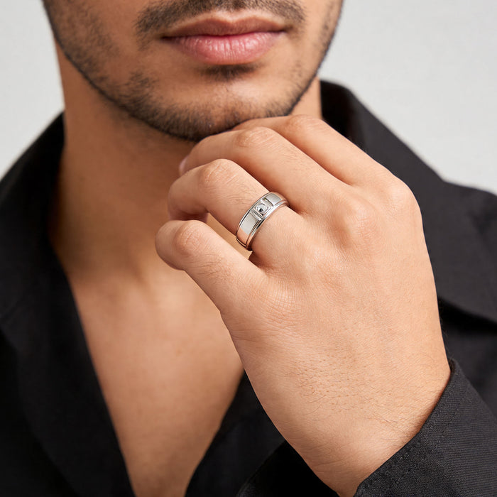 Modern Rivet Inset Ring