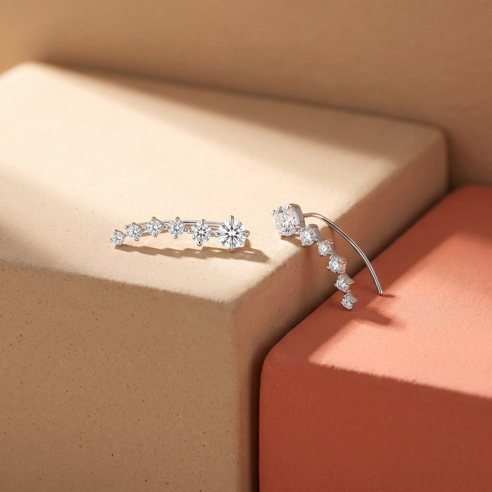 MoonArc Silver Earrings