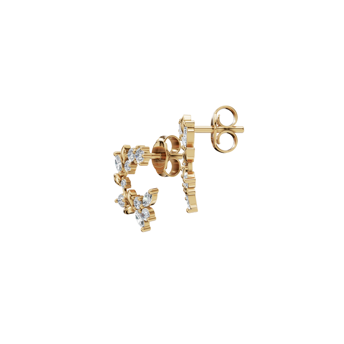 Nature Inspired Multi Color Lab Grown Diamond Floral Stud Earrings