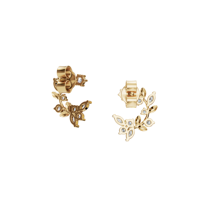 Nature Inspired Multi Color Lab Grown Diamond Floral Stud Earrings