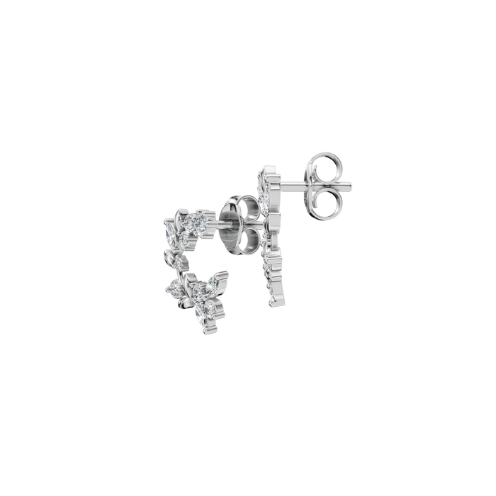 Nature Inspired Multi Color Lab Grown Diamond Floral Stud Earrings