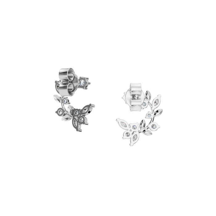 Nature Inspired Multi Color Lab Grown Diamond Floral Stud Earrings