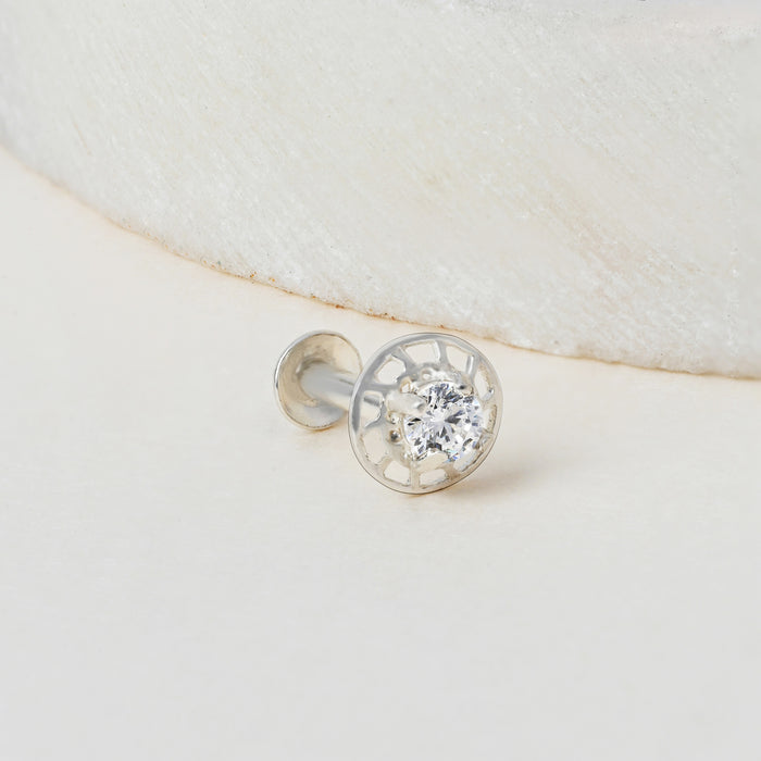 Openwork Bloom Silver Nose Pin