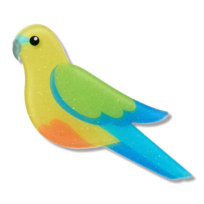Orange-Bellied Parrot Simplified Mini Brooch - Erstwilder Rarest Kind (2026)