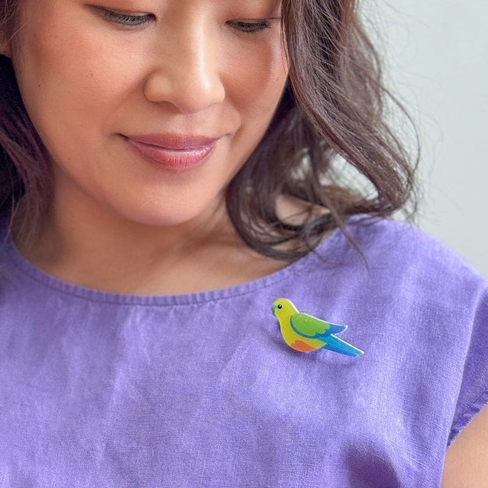 Orange-Bellied Parrot Simplified Mini Brooch - Erstwilder Rarest Kind (2026)