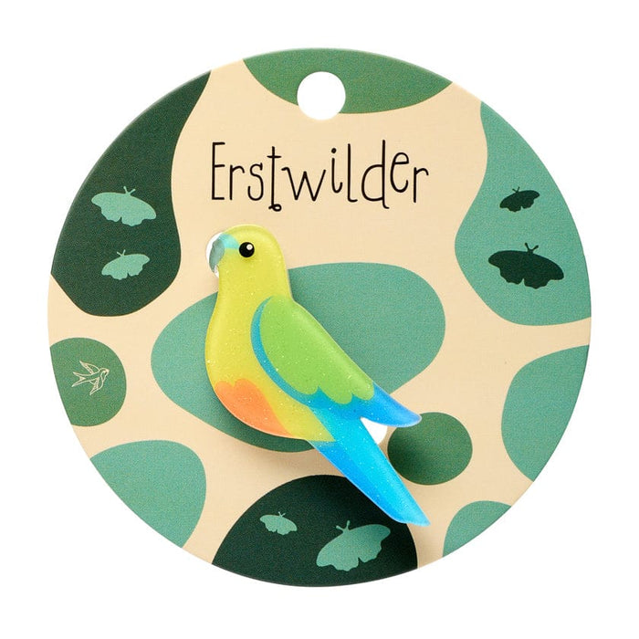 Orange-Bellied Parrot Simplified Mini Brooch - Erstwilder Rarest Kind (2026)